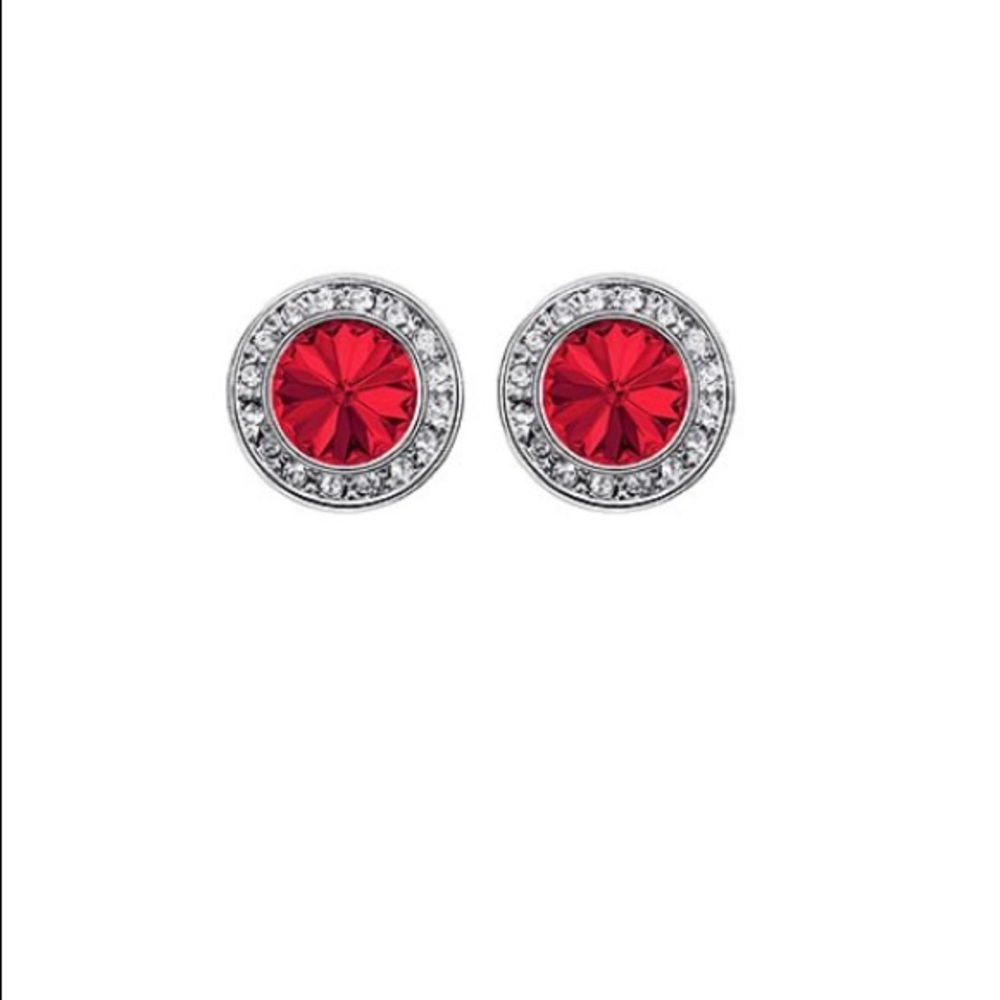 Light Siam Round Pave’ Stud Earrings